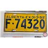 Image 2 : Alberta Lic Plates (3) : - 1952 (5-1/2" x 12")  - 1952 with 1953 Tag (6" x 12") - 1958 (6" x 12")