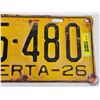 Image 3 : Alberta Lic Plate 1926 (Measures: 5-1/2 x 11-1/4")