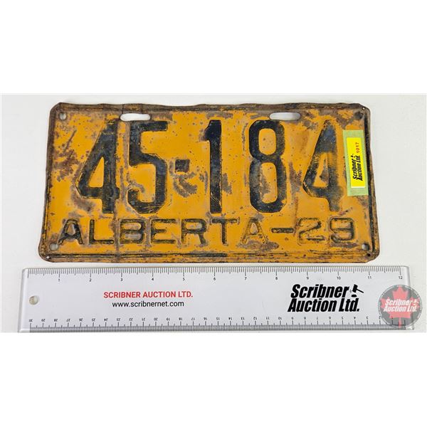 Alberta Lic Plate 1929 (Measures: 5-1/2 x 11-1/4")