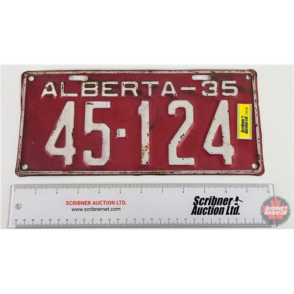 Alberta Lic Plate 1935 (Measures: 5-1/2 x 12")