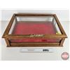 Image 1 : Oak Counter Top Display Case : Glass Flip Top : Visible All Sides  (Total Measures: 6"H x 22-1/2"W x