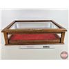 Image 2 : Oak Counter Top Display Case : Glass Flip Top : Visible All Sides  (Total Measures: 6"H x 22-1/2"W x