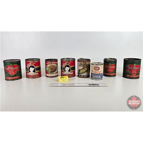 Confectioner Cans (8) (All Paper Label) (Variety) : Incl. Delmonte; Juno; IGA; etc (Tallest Measures