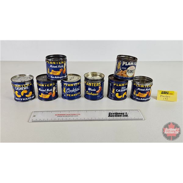 Planters Peanuts Tins (8) (Each Measures: 3-1/2"H x 2-1/2"Dia)