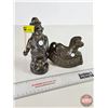 Image 2 : "Elegance" Coin Banks (2): Silver Plated Zinc : Clown & Rocking Horse (Clown Measures: 6-1/2"H)