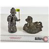 Image 3 : "Elegance" Coin Banks (2): Silver Plated Zinc : Clown & Rocking Horse (Clown Measures: 6-1/2"H)