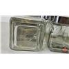 Image 4 : Glass Canisters (10) (Modern) (Each Measures: 4"H x 3-1/2"W x 3-1/2"D)