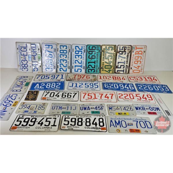 British Columbia Lic Plates (30+) (Variety) (Variety Sizes)