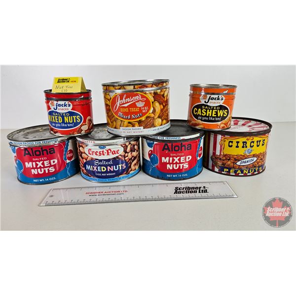 Variety Peanut Tins (7) (Variety) : Incl. Aloha; Circus; Jack's; etc (Tallest Measures : 3-3/4"H x 5