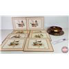 Image 1 : Hardboard Place Mats (8) (Bird Motif) w/Dall-Craft Wooden Fruit Bowl Centre Piece (2 Pc) (Place Mats