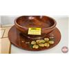 Image 6 : Hardboard Place Mats (8) (Bird Motif) w/Dall-Craft Wooden Fruit Bowl Centre Piece (2 Pc) (Place Mats
