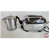 Image 4 : Countertop Appliances (2)  - Toaster "Toastswell" (Stainless) (6-1/2"H) - Coffee Percolator (Aluminu