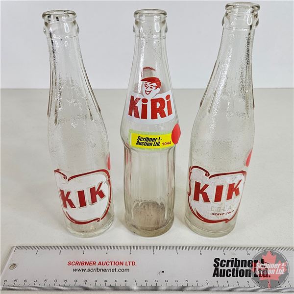 ACL Label Bottles (3) : KIK (2) & Kiri  (Each Measures : 9-1/2"H)