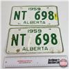 Image 1 : Alberta Lic Plates (Pair) : 1959 (Measures : 6" x 12")