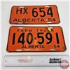 Image 1 : Alberta Lic Plates (2) : 1954; 1954 Farm Truck  (Measures : 5-3/4" x 12")
