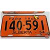 Image 3 : Alberta Lic Plates (2) : 1954; 1954 Farm Truck  (Measures : 5-3/4" x 12")