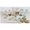 Image 1 : Variety of Bottles, Jars & Lids  (See Pictures for Varieties, Types & Styles) (Tallest Measures : 9-