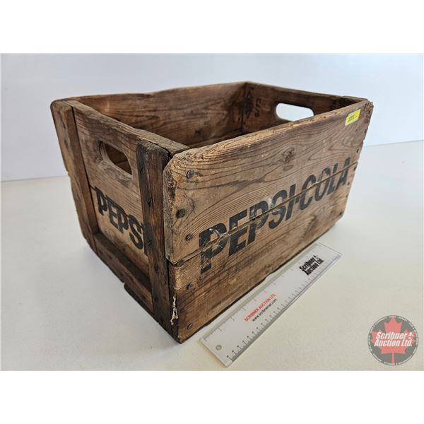 Wooden PEPSI Bottle Crate (1973) (10"H x 18"W x 11-3/4"D)