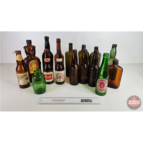 Bottle Collection (17) (Green & Brown) Variety (Tallest Measures: 12"H)