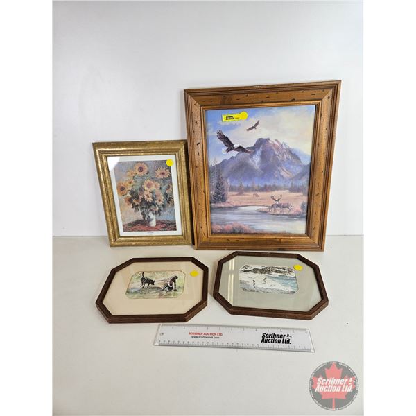 Framed Pictures / Art (4) (Variety) (Largest Measures: 17-3/4" x 14-3/4")