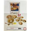 Image 1 : Planters Peanuts Collector Combo : Tin Nut Dishes, S&P Shakers, Pen Cap, Spoon, Magazine Ad (Ad Meas