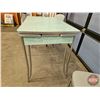 Image 13 : Chrome Table & 4 Chairs (Cracked Ice Pattern - Green) (Refectory Table) (Table Measures Closed : 31"