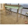 Image 14 : Chrome Table & 4 Chairs (Cracked Ice Pattern - Green) (Refectory Table) (Table Measures Closed : 31"