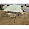 Image 2 : Chrome Table & 4 Chairs (Cracked Ice Pattern - Green) (Refectory Table) (Table Measures Closed : 31"