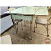 Image 4 : Chrome Table & 4 Chairs (Cracked Ice Pattern - Green) (Refectory Table) (Table Measures Closed : 31"
