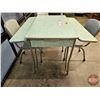 Image 7 : Chrome Table & 4 Chairs (Cracked Ice Pattern - Green) (Refectory Table) (Table Measures Closed : 31"