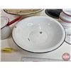 Image 4 : Vintage Enamelware : Basin; Boiler Lid; Bowls, Pots etc (Large Basin Measures: 18" Top Dia)