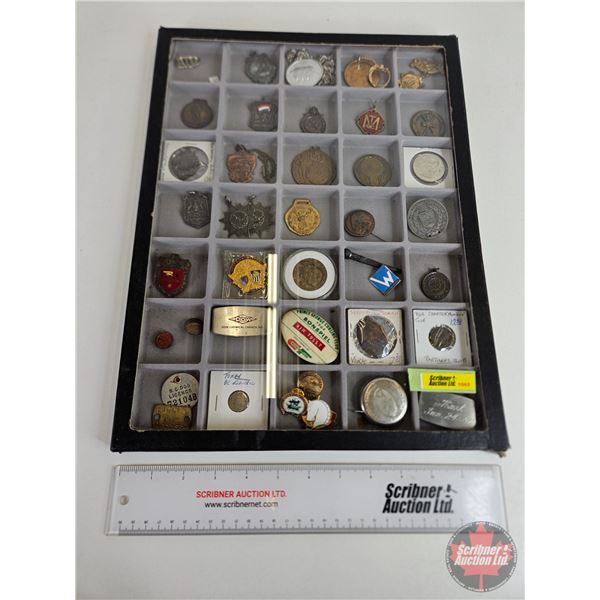 Collector Combo: Medallions; Tokens; Badges; Pins; Money Clip; Tape Measure; etc!!! with Display Box