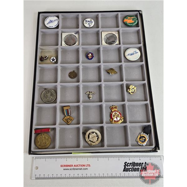 Collector Combo ~ Military Theme : Medallions; Tokens; Badges; Pins; etc!!! with Display Box (no Lid
