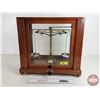 Image 2 : Antique MICROID Apothecary Analytical Balance Scale in Display Case (Wood / Glass) (Case Measures: 1
