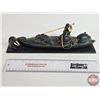 Image 2 : Wolf Sculpture : Inuit Man Hunting Seal from Kayak : Soapstone Carving (Base Length : 13")