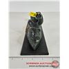 Image 4 : Wolf Sculpture : Inuit Man Hunting Seal from Kayak : Soapstone Carving (Base Length : 13")