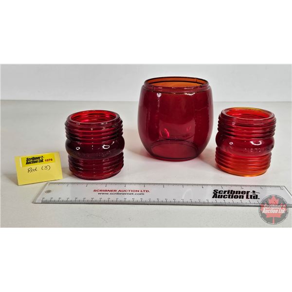 Signal Lantern Globes (3) (Largest Measures : 4-3/4"H)