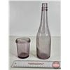 Image 8 : Bottle & Jars (3) (Amethyst Tinge) (2 are Embossed) (Tallest Measures: 10-1/2"H