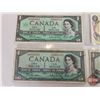 Image 2 : Canada $1 Bills (5) (Variety) : 1954; 1967 ; 1973
