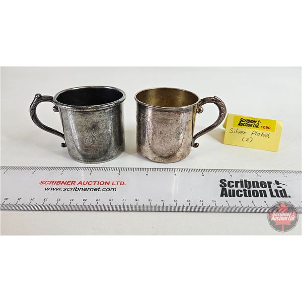 Silver Plated Nursery Rhyme Cups (2): Humpty Dumpty ; Goldilocks & Three Bears (Both Measure: 2-3/8"