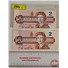 Image 1 : Canada $2 Bills 1986 (2) : Bonin/Thiessen #EGS2044192 & EGS2044183