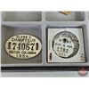 Image 5 : Collector Combo : Chauffer's Badges ; Pins; Tags (19) with Display Box / Glass Lid (Must See Picture