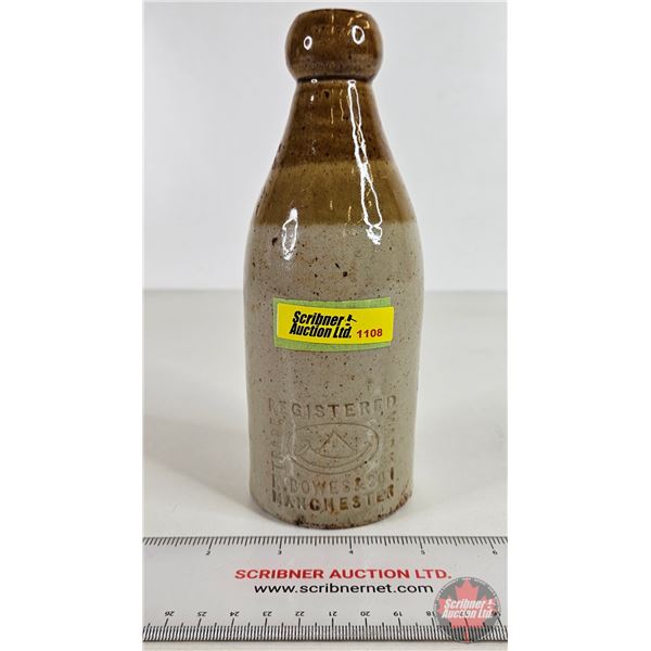 Stoneware Blob Top Bottle : R. Bowes & Son Manchester (Stamped) (7-1/2"H)