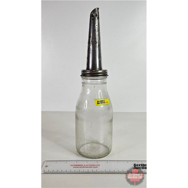 Glass Quart Oil Jar with Spout (Total Measures with Spout : 15"H)