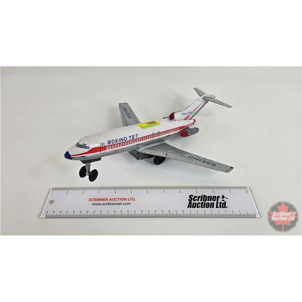 Tin Toy : Airplane "Boeing 727" (Batt Op) (Japan) (12-1/2"L)