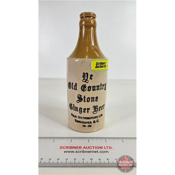 Stoneware Bottle "Ye Old Country Stone Ginger Beer" Vancouver, BC (7-1/2"H)