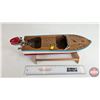 Image 12 : 1950's Wooden Toy Boat with Working Outboard Motor (Batt Op) (Consignor Note : Motor works on its ow