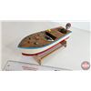 Image 9 : 1950's Wooden Toy Boat with Working Outboard Motor (Batt Op) (Consignor Note : Motor works on its ow