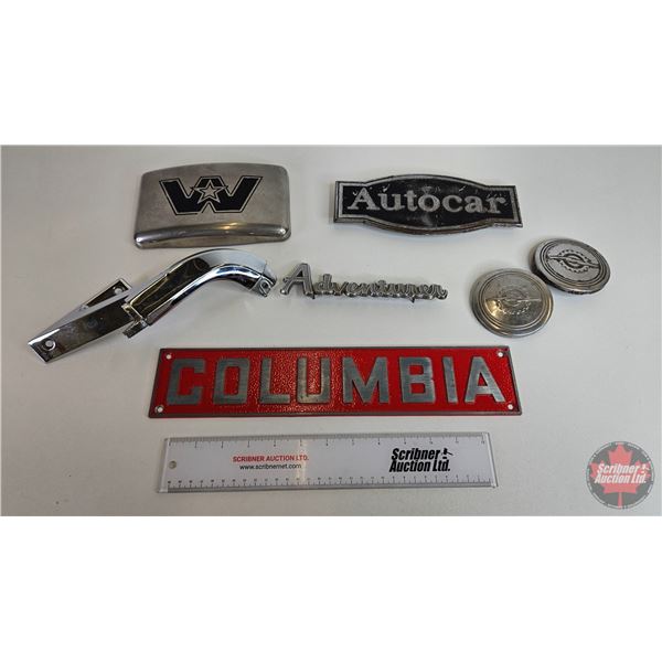 Vehicle Emblems / Caps / Parts (7) : Western Star; Autocar; Columbia; Adventurer; Ford; etc