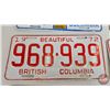 Image 5 : British Columbia Lic Plates (6) : 1970's & Collector Plate 2008 (6" x 12")
